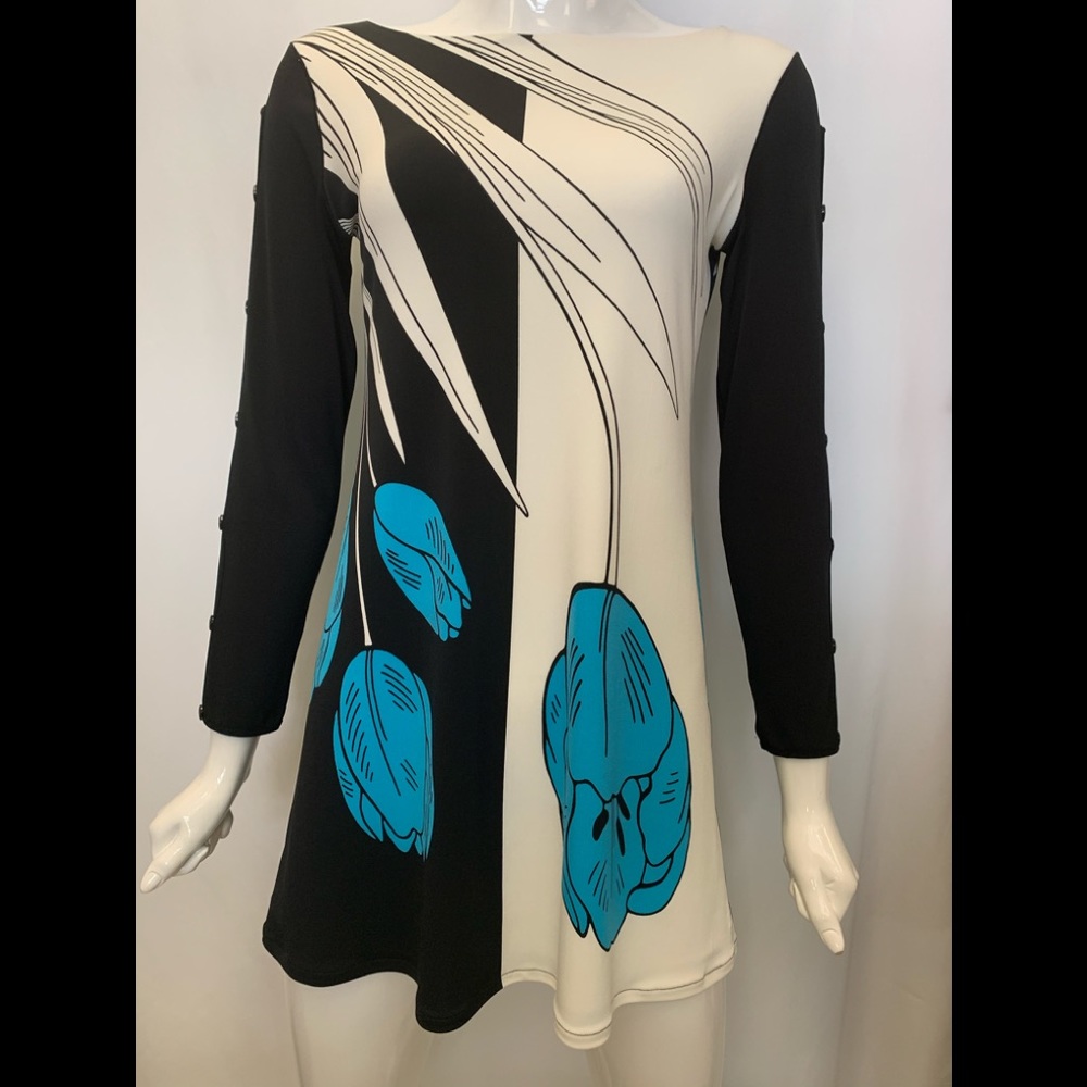 EVA VARRO LONG KEYHOLE SLEEVES LINED TUNIC PAVA